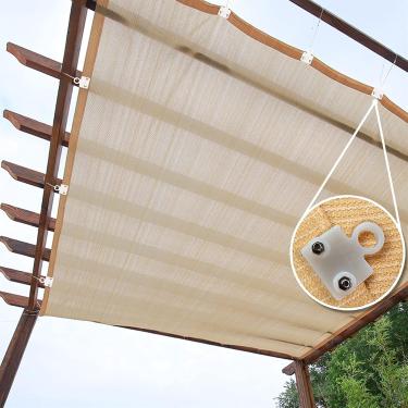 Imagem de Rede de sombra, proteção contra o sol, filtro de luz de vela, bloco uv 95%, painel de malha solar com clipes para pátio/pérgula/gazebo, bege, 1x 7m/3,3x23 pés