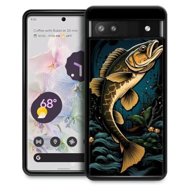 Imagem de Goodsprout Capa compatível com Google Pixel 6A, estampa incrível de peixe largemouth escuro à prova de choque antiarranhões capa traseira rígida PC para Google Pixel 6A