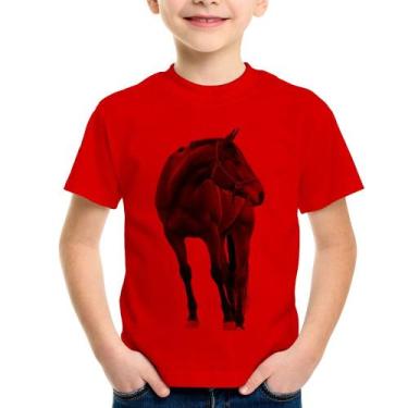 Imagem de Camiseta Infantil Cavalo Andaluz - Foca na Moda, Vermelho, 12