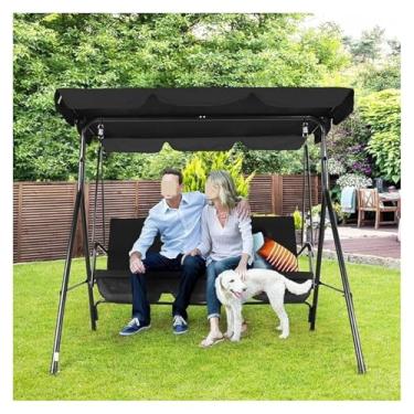 Imagem de Banco ao ar livre Armação de aço durável do dossel ajustável exterior do balanço do patamar para a piscina do jardim Banco de jardim