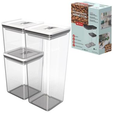Imagem de Kit Pote Hermético Branco Unitermi Organizadores P/Alimentos