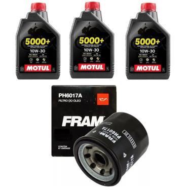Imagem de Kit 3 Óleos Motul 5000+ 10W30 4T 1L 665 + 1 Filtro FRAM CB 500F 14-17 CB 500x 14-18 CBR 500 13-18