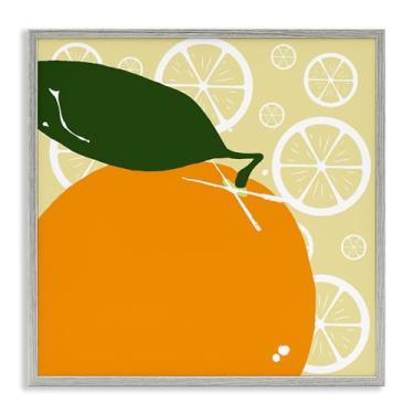 Imagem de Stupell Industries Design de arte de parede giclée emoldurado cinza laranja brilhante por Daniela Santiago, 12 x 12
