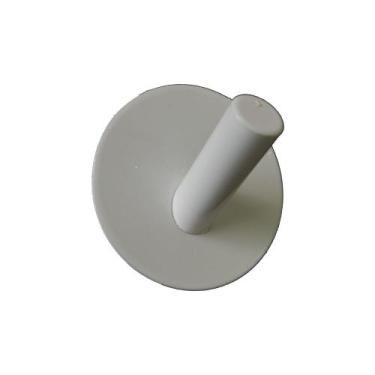 Imagem de Kit C/ 2 Ganchos Cabide Parede Adesivo Redondo Inox Cor: Branco - Comf