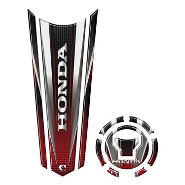 Imagem de Adesivo Resinado Protetor Tanque E Bocal Gravatona Honda Acima 2018 Vermelho