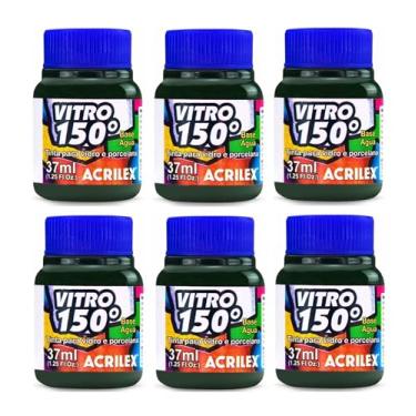 Imagem de Kit Com 6 Tintas Vitro 150° Vidro e Porcelana 37ml - Verde Musgo 513 - Acrilex Resistente a Lavagens! Para Dar Um Acabamento Vibrante E Duradouro Às Suas Peças Garantindo A Durabilidade E A Beleza Dos Seus Projetos