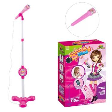 Imagem de Microfone com Pedestal Karaokê Use no Celular Cantar Criança Menina - 