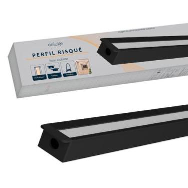 Imagem de Perfil Led Barra Risque Nano 13x10mm 2 Metros Embutir Preto Em Alumini