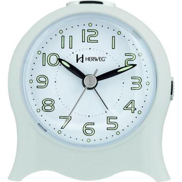 Imagem de Relógio Despertador Quartz Silencioso Pilha Luz Branco - Branco