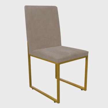 Imagem de Cadeira de Jantar Office Sttan Industrial Escritório Sala Ferro Dourado Corino Bege - Ahz Móveis