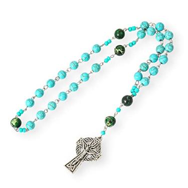 Imagem de Nazareth Store Rosário anglicano com contas de pedra preciosa turquesa com contas de oração feita à mão, 22 Inches, Pedra, Ametista