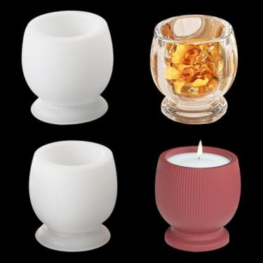 Imagem de FineInno 2 peças de moldes de silicone de resina, inclui suporte de vela liso, jarra, molde epóxi, resina para recipiente de vidro e doces, vaso de flores