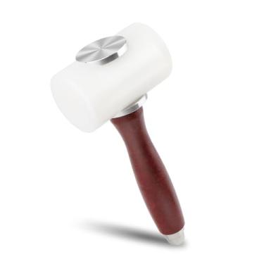 Imagem de Rongon Martelo de entalhe de couro profissional e martelo de couro - Cabeça de nylon resistente com cabo de madeira para artesanato em couro DIY, estampagem, ferramentas de costura de couro (martelo
