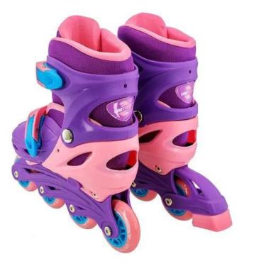 Imagem de Patins Infantil Roxo Com Kit De Proteção Tamanho 33 Ao 37