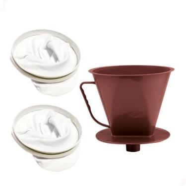 Imagem de Kit 2 Coador De Café Filtro De Pano Sem Cabo 103 E Porta Filtro Com Fu