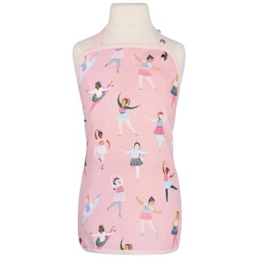 Imagem de Avental infantil Jubilee Danica, bailarina, 100% algodão, rosa, 45,7 x 45,7 cm, 2 bolsos, avental para crianças ajudantes de cozinha