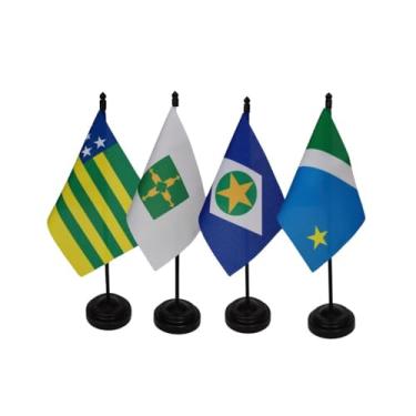 Imagem de Kit 4 Bandeirinhas de Mesa Região Centro-Oeste do Brasil Tecido Oxford Sublimado a Laser
