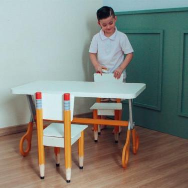Imagem de Mesa Infantil com Pé Tesoura Atividades para Crianças B3 - Amarelo - B