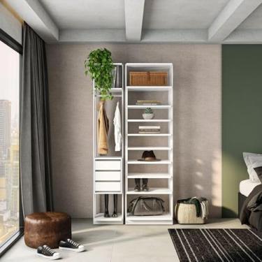 Imagem de Conjunto com Guarda-Roupa Modulado 3 GV e Guarda-Roupa Closet Prateleiras Clothes I Branco