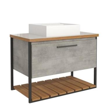 Imagem de Gabinete de Banheiro Vitta com Cuba 80cm Cimento - MGM