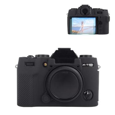 Imagem de Rieibi X-T50 / XT50 - Capa protetora de silicone fosco para Fujifilm X-T50 / XT50, acessórios X-T50 com 2 protetores de exibição, capa leve X-T50 / XT50, preto -, estojo para câmara, Preto e branco,