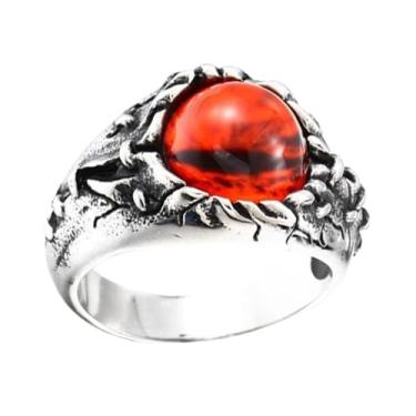 Imagem de ZMY Home Anéis masculinos de aço inoxidável, anel de caveira punk demoníaco com olho turco para homens, Metal, Sem Pedra Preciosa