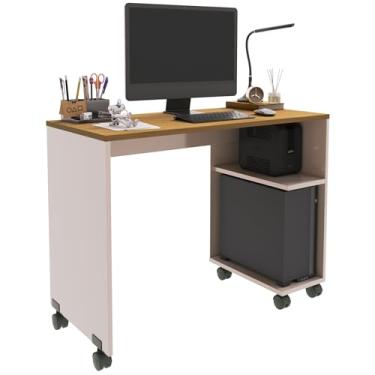 Imagem de Escrivaninha Beauty Mesa Computador Notebook Nicho Para Gabinete E Rodízios (Off White Freijó)