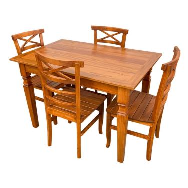 Imagem de Mesa de Jantar Madeira Maciça 120 x 80 com 04 Cadeiras ABC Sudeste Rústico