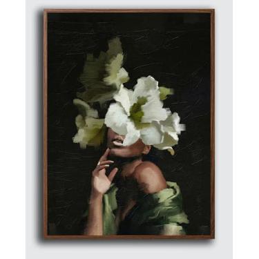 Imagem de Dytila Arte de parede com flor de cabeça afro-americana, fotos de meninas negras, decoração de parede, pôsteres de mulheres negras, impressões em tela de retrato africano, arte para sala de estar,