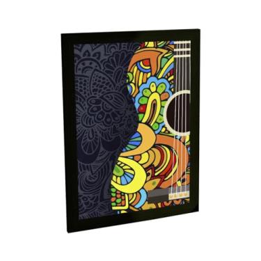 Imagem de Quadro Decorativo Violão Ilustração Tribal Colorida Musica Rock Decoração Poster Quarto Sala