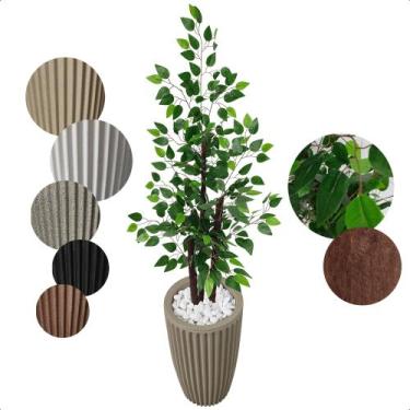 Imagem de Ficus Verde Figueira Planta Artificial com Vaso Decorativo - Flor de M