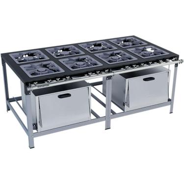 Imagem de Fogão Industrial Stori Premium 8 Bocas 40x40 Com 2 Fornos M20 Metalmaq Fogão Baixa Pressão Pintado