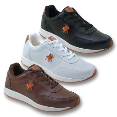 Imagem de Kit 3 Tênis Masculino Casual Sapatenis Polo Nog De Couro, 42, Preto, B