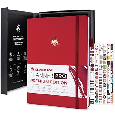 Imagem de Clever Fox Planner Pro Premium Edition – Planejador semanal e mensal luxuoso + organizador de planejador de orçamento para produtividade e alcance, sem data, capa dura A4 + caixa de lembrança, dura 1