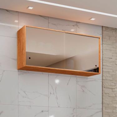 Imagem de Armário Aéreo Duplo Valencia 2 Portas De Correr Vidro Reflecta Salleto Cinamomo Com Off White