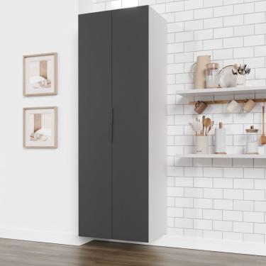 Imagem de Armário Multiuso 2 Portas 70cm Sem Rodapé Ipanema Cabecasa Madeiramadeira Grafite Trama/branco