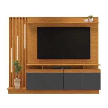 Imagem de Estante Home Ripado Absoluto Com Led Jcm Cinamomo - Grafite