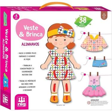 Imagem de Brinquedo Educativo Alinhavo Veste e Brinca em Madeira Nig