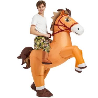 Imagem de Fantasia de cavalo inflável KOOY Ride On Cowboy para adulto