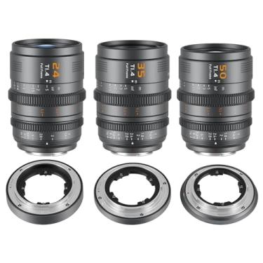 Imagem de SIRUI VP-1 Vision Prime 1 T1.4 Conjunto de lentes cinematográficas de armação completa, 24 mm, 35 mm, 50 mm, lentes de cinema com suporte E pré-instalado, suportes intercambiáveis RF/Z/L (cinza