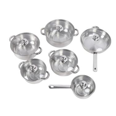 Imagem de 6 PCs Potes e Frigideiras, até Aquecimento de Panelas de Aço Inoxidável Com Tampas de Vidro, Frigideiras, Panelas e Panela Refogue, Conjuntos de Painéis de Cozinha, Fáceis de