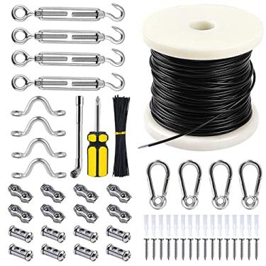 Imagem de Merkaunis Kit De Cordão Luzes Para Pendurar Com Revestimento Nylon 59 Metros, Cabo Luz 304, Áreas Externas, Fio-Guia Pátio, Quintal, Decoração Externa