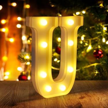 Imagem de funsky Letras U Iluminadas, Letreiro De Led Com 26 Do Alfabeto Para Festa, Aniversário, Casamento, Decoração Natal, Centro Mesa E Nome Personalizado, Parede