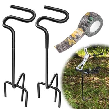 Imagem de SHILIU Pacote Com 2 Suportes Para Arco Terrestre, Suporte Caça Cega Fita De Camuflagem Autoadesiva, Composto Revestimento Borracha Estaca E Flecha