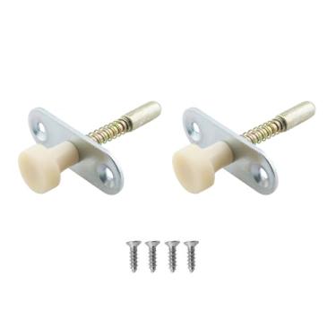 Imagem de HJGarden 2 peças Parafuso de porta com trava automática de mola fixo, acessórios para cilindros resistentes, interruptor de berço, trava de mola de porta de madeira