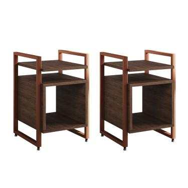 Imagem de Kit 2 Mesas De Cabeceira Industrial Marrocos Ferro Cobre E Tampo Amêndoa