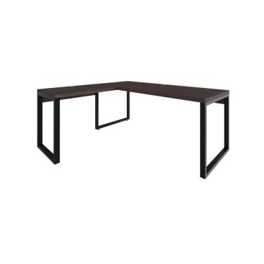 Imagem de Mesa Em L Presidente 190x160x75cm Yon Terracota Estante Preta