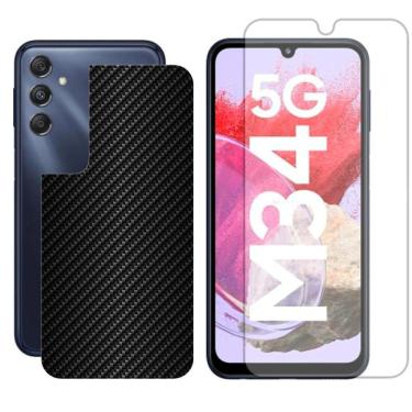 Imagem de Película Hidrogel + Adesivo Fibra De Carbono Para Samsung Galaxy M34 5g - Preta
