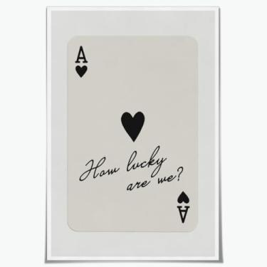 Imagem de Generic Arte De Parede Moderna Ás Copas, Pôster Como Somos Sortudos, Impressões Em Tela Estéticas Retrô E Descoladas, Pôsteres Cartas Baralho Pretas, Decoração Apartamento Y2K, Dormitório, 8X12 Pole