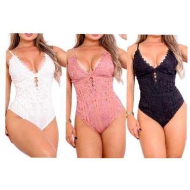 Imagem de Body guipir tiras feminino estilo - Filó Modas, M, Rosê